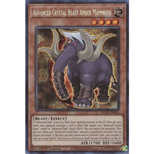 Advanced Crystal Beast Amber Mammoth - BLCR-EN014 Secret Rare 1st Edition
