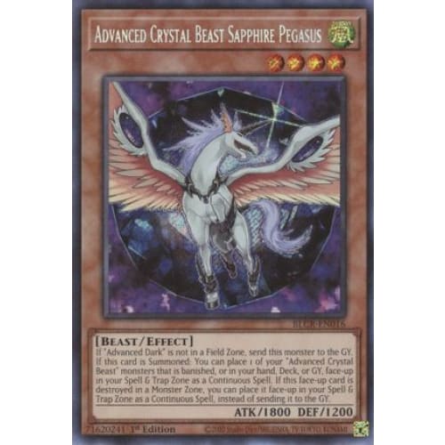 Advanced Crystal Beast Sapphire Pegasus - BLCR-EN016 Secret Rare 1st Edition