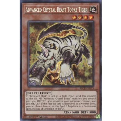 Advanced Crystal Beast Topaz Tiger - BLCR-EN013 Secret Rare 1st Edition