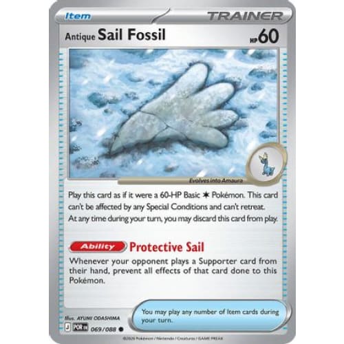 Antique Sail Fossil (69) Common Reverse Holofoil