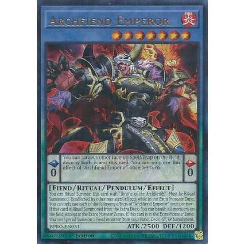 Archfiend Emperor - BPRO-EN031 Ultra Rare 1st Edition