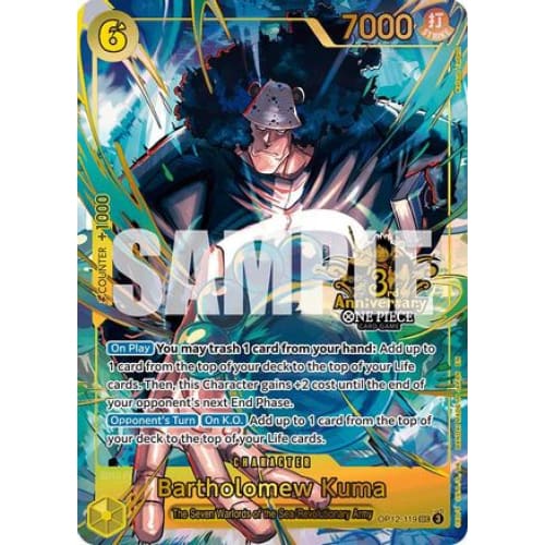 Bartholomew Kuma (Japanese Version 3rd Anniversary Set) OP12-119 SEC One Piece Promotion Cards  Foil