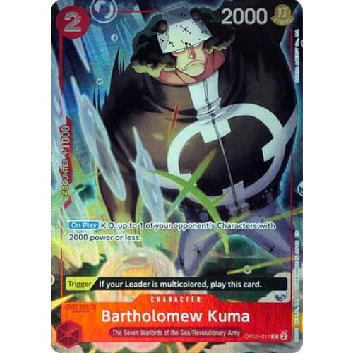 Bartholomew Kuma (Seven Warlords of the Sea Binder Set) OP05-011 C One Piece Promotion Cards  Foil