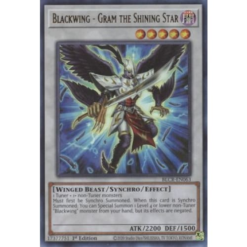 Blackwing - Gram the Shining Star - BLCR-EN063 Ultra Rare 1st Edition