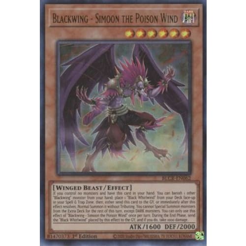 Blackwing - Simoon the Poison Wind - BLCR-EN062 Ultra Rare 1st Edition