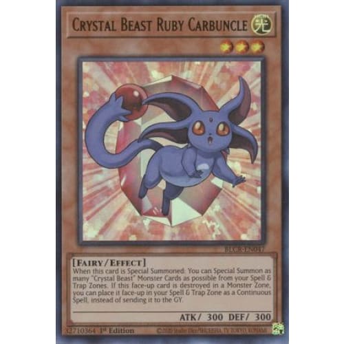 Crystal Beast Ruby Carbuncle - BLCR-EN047 Ultra Rare 1st Edition