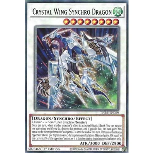 Crystal Wing Synchro Dragon - PHRE-EN059 Rare 1st Edition