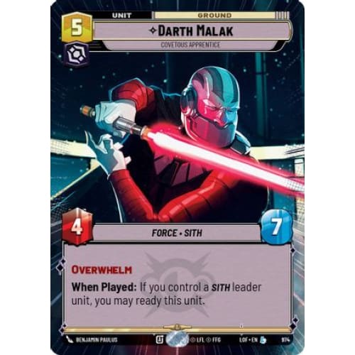 Darth Malak - Covetous Apprentice (Hyperspace Foil) (974)  Foil