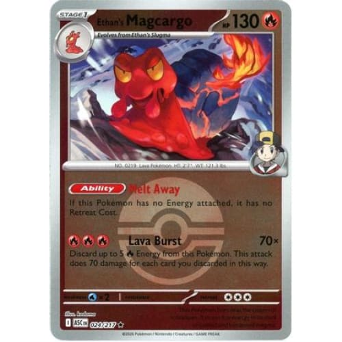 Ethan's Magcargo - 024/217 (Poke Ball) (24) Rare Classic Reverse Holofoil
