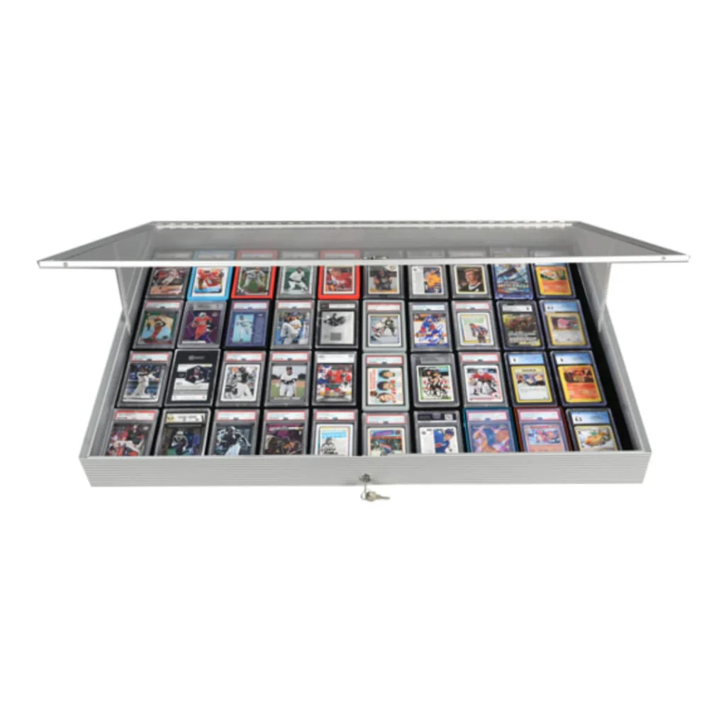 EVORETRO Lockable Aluminum Display Case 36 x 24 x 4" Silver– Secure Showcase for Collectibles