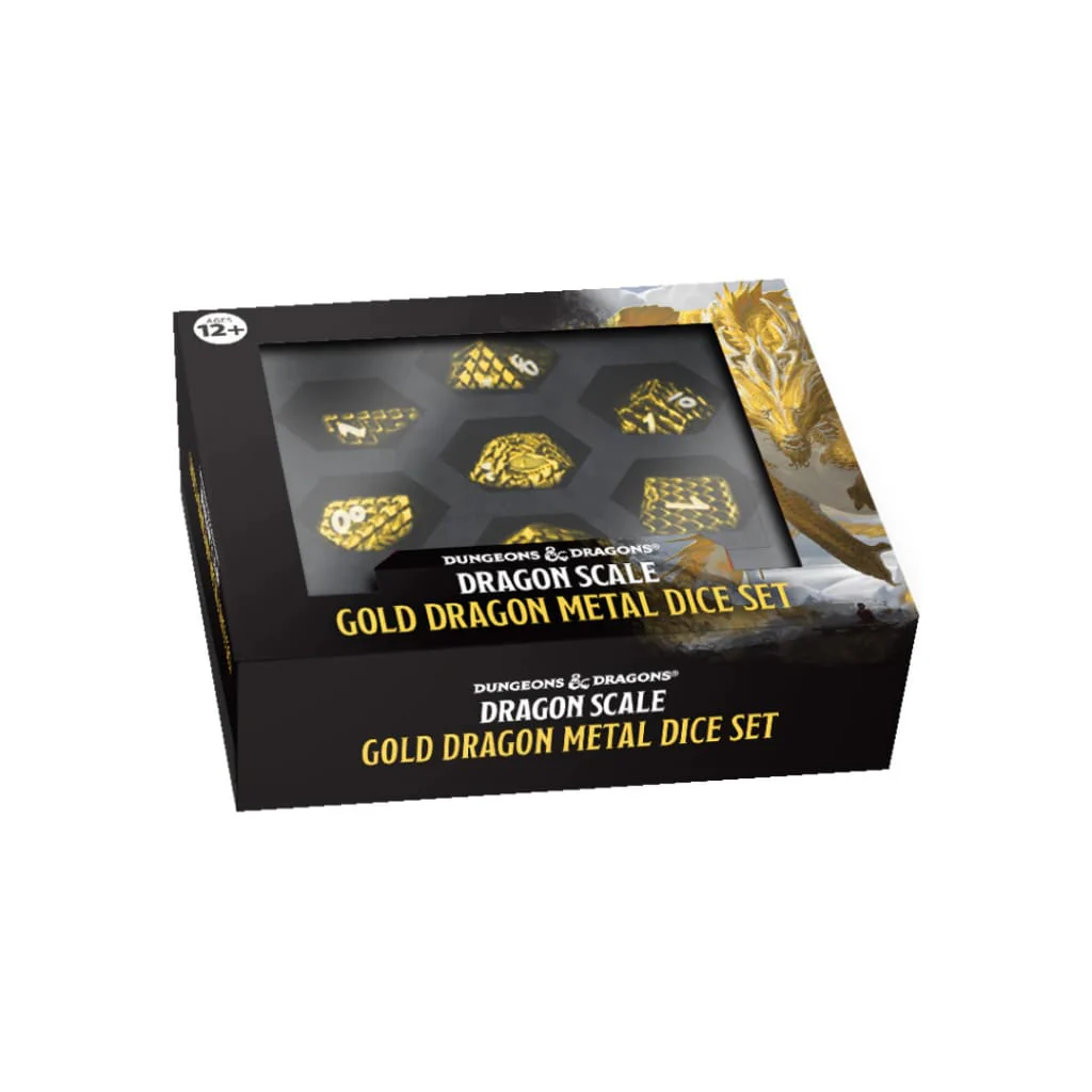 FanRoll - Dragon Scale - Gold Dragon Metal 7 Piece Dice Set