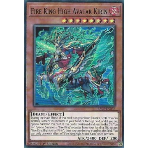 Fire King High Avatar Kirin - RA05-EN032 Super Rare 1st Edition