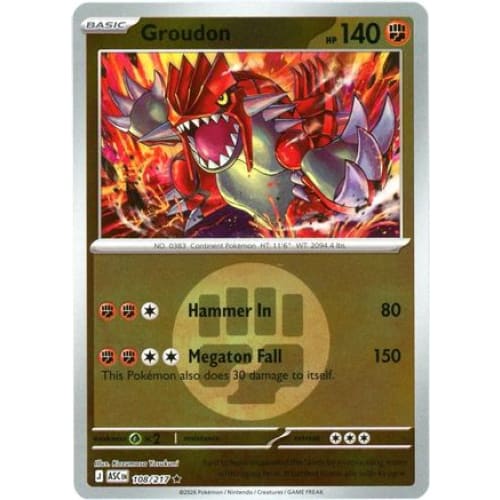 Groudon (Energy Symbol Pattern) (108) Rare Classic Reverse Holofoil