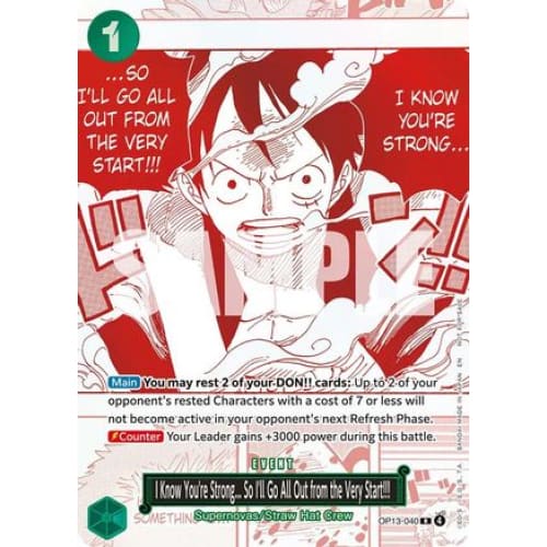 I Know You're Strong... So I'll Go All Out from the Very Start!!! (3rd Anniversary Treasure Campaign Pack) OP13-040 R One Piece Promotion Cards  Foil