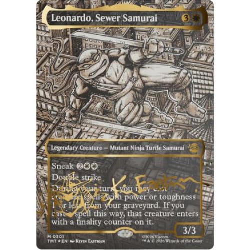 Leonardo, Sewer Samurai (Borderless) (Gold-Stamped Signature) (TMT-301) Foil