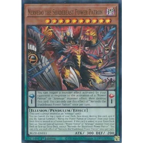 Nervedo the Shadebeast Power Patron - BLZD-EN011 Ultra Rare 1st Edition