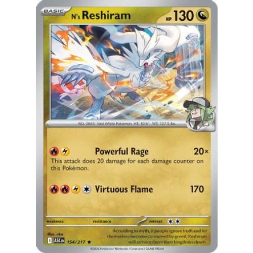 N's Reshiram (154) Rare Classic Holofoil