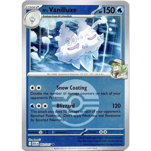 N's Vanilluxe (Poke Ball) (51) Uncommon Reverse Holofoil