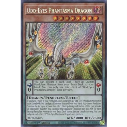 Odd-Eyes Phantasma Dragon - BLCR-EN075 Secret Rare 1st Edition