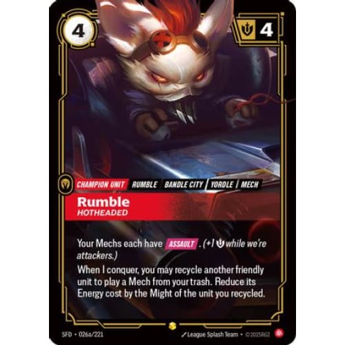 Rumble - Hotheaded (Alternate Art) (026a/221) - Spiritforged Foil