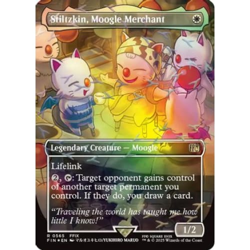 Stiltzkin, Moogle Merchant (Borderless) (Chocobo Track Foil) (FIN-565) Foil