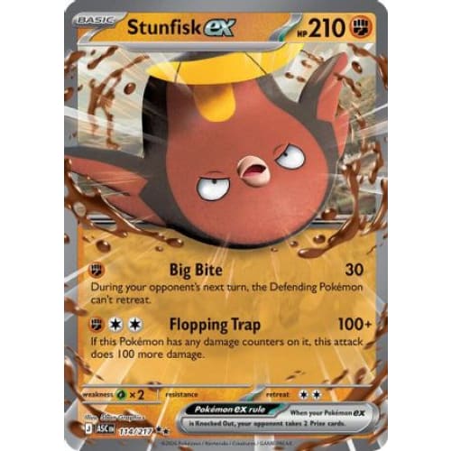 Stunfisk ex - 114/217 (114) Double Rare Holofoil