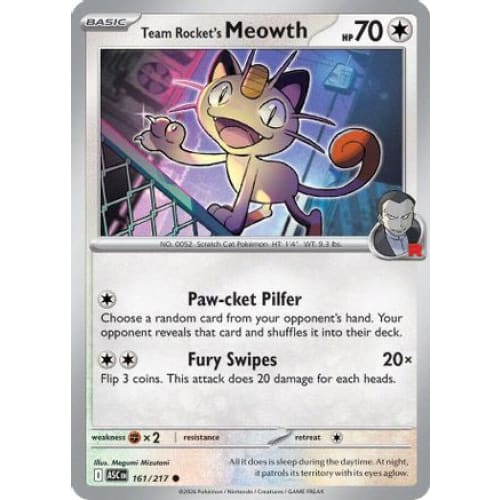 Team Rocket's Meowth (161) Common Reverse Holofoil